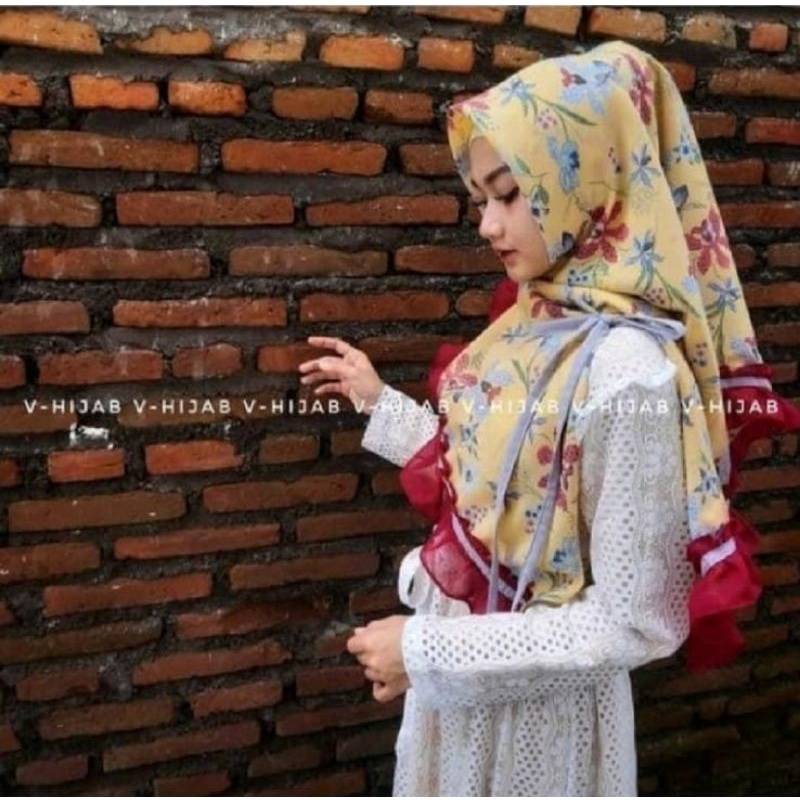Hijab Segi Empat Instan Pita Motif Kriwil / Hijab Instan Kriwil