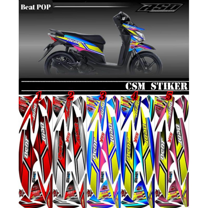 Stiker Striping Semifull Beat POP Variasi /Stiker Striping Honda Beat POP Variasi
