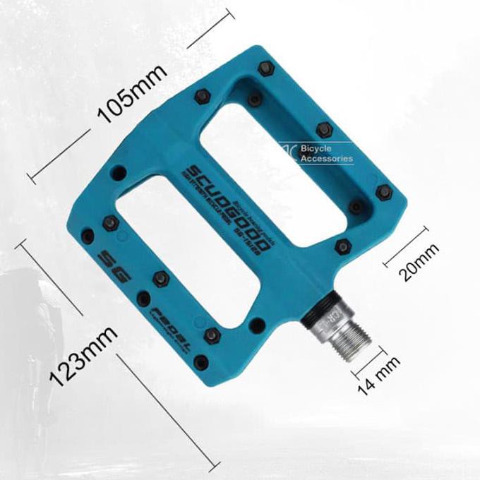 Scudgood Bicycle Nylon Fiber Flat Pedal Bearing Mtb Rb Fixie - Merah