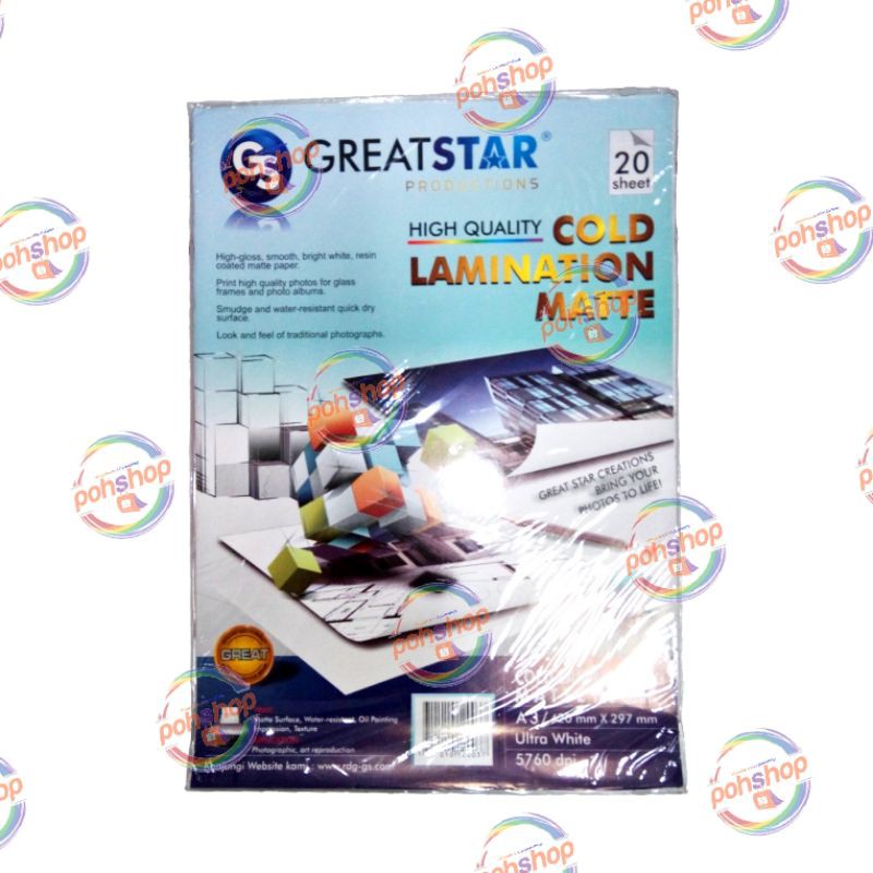 

Great Star Cold Lamination Matte A3/160gsm 20's