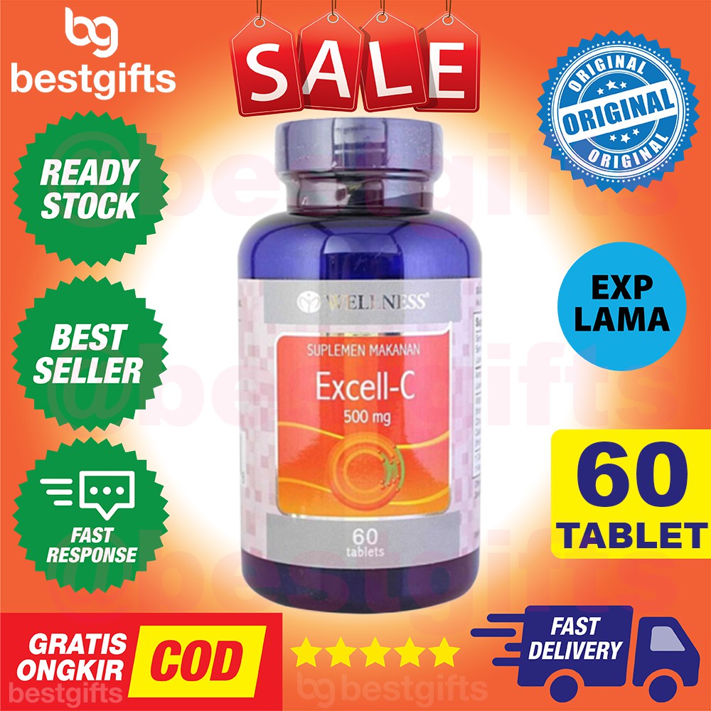 WELLNESS EXCELL C 500 MG - 60 TABLETS IMUNITAS DAYA TAHAN TUBUH INFEKSI LUKA SARIAWAN ANTIOXIDANT