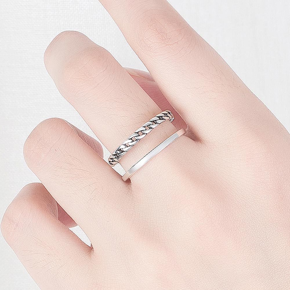 925 Perak Cincin Untuk Wanita/pasangan Cincin yang Dapat Disesuaikan Kepribadian Bar Perhiasan Retro JZ00070