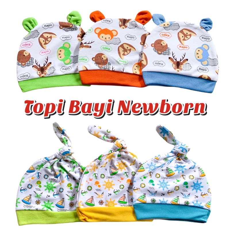 Topi Bayi Newborn Model Telinga Topi Ikat Topi Bulat Lucu