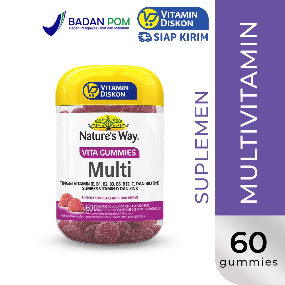 NATURE'S WAY VITA GUMMIES MULTIVITAMIN FOR ADULTS 60GUM BPOM | Multivitamin Dewasa Gummies