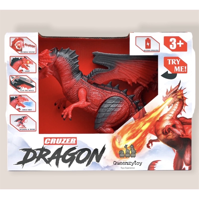 Cruzer Dragon Red Flame with Light &amp; Roaring Sound Big Size