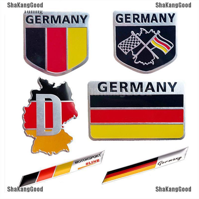 Stiker Emblem Motif Bendera Jerman Jerman 3D Bahan Aluminium untuk Mobil, shakang