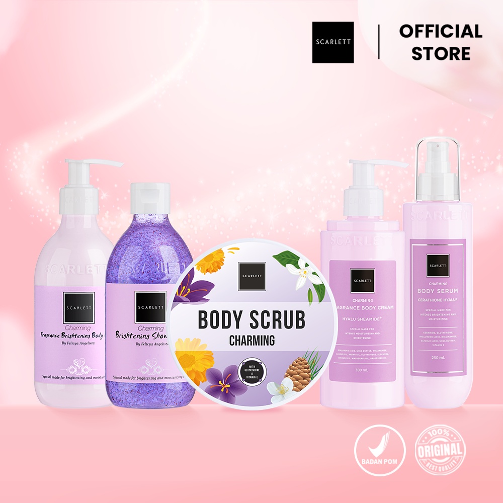 (RM) READY ~ SCARLETT CHARMING SERIES - CHARMING BODY LOTION/BODY SERUM/BODY CREAM/LULUR/SABUN SHOWER SCRUB SCARLETT