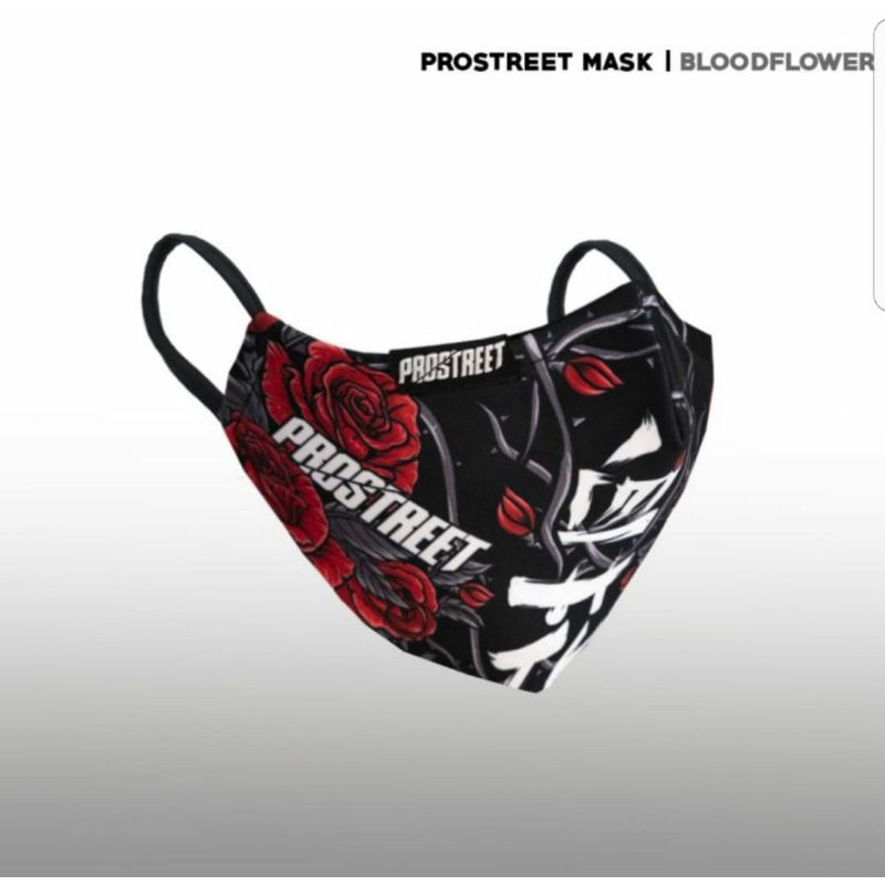 MASKER | PROSTREET BLOOD FLOWER | BLACK | NEW | ORIGINAL-Hitam