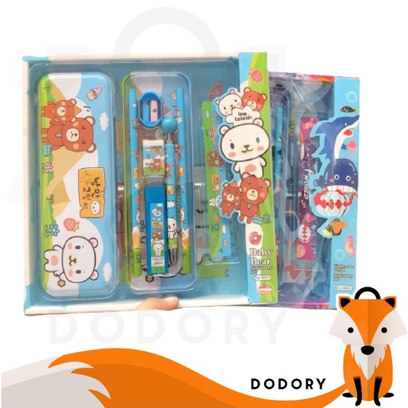 DODORY 2010_STATIONARY_SET Kotak Pensil Anak Set 7In1 Stationery Alat Tulis Kotak Pensil Karakter