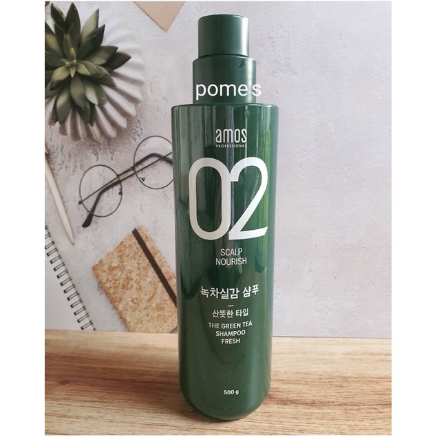 AMOS O2  SCALP NOURISH THE GREEN TEA SHAMPOO FRESH 500G