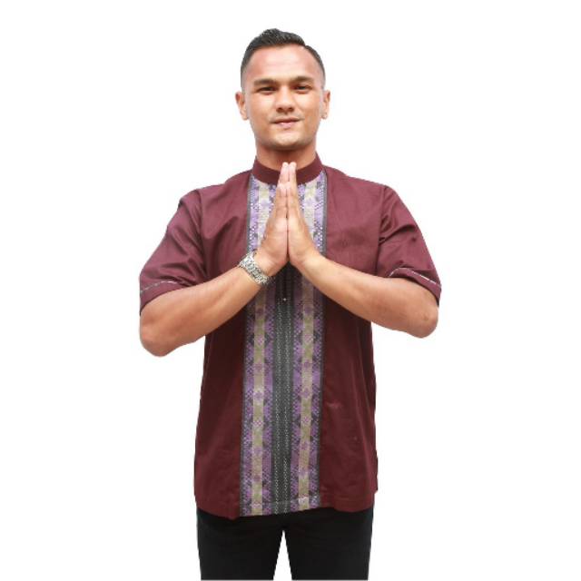 Koko Asy-syahiid Couple/ Koko Songket Motif Random Koko Couple/ Koko Ayah Anak - Ungu