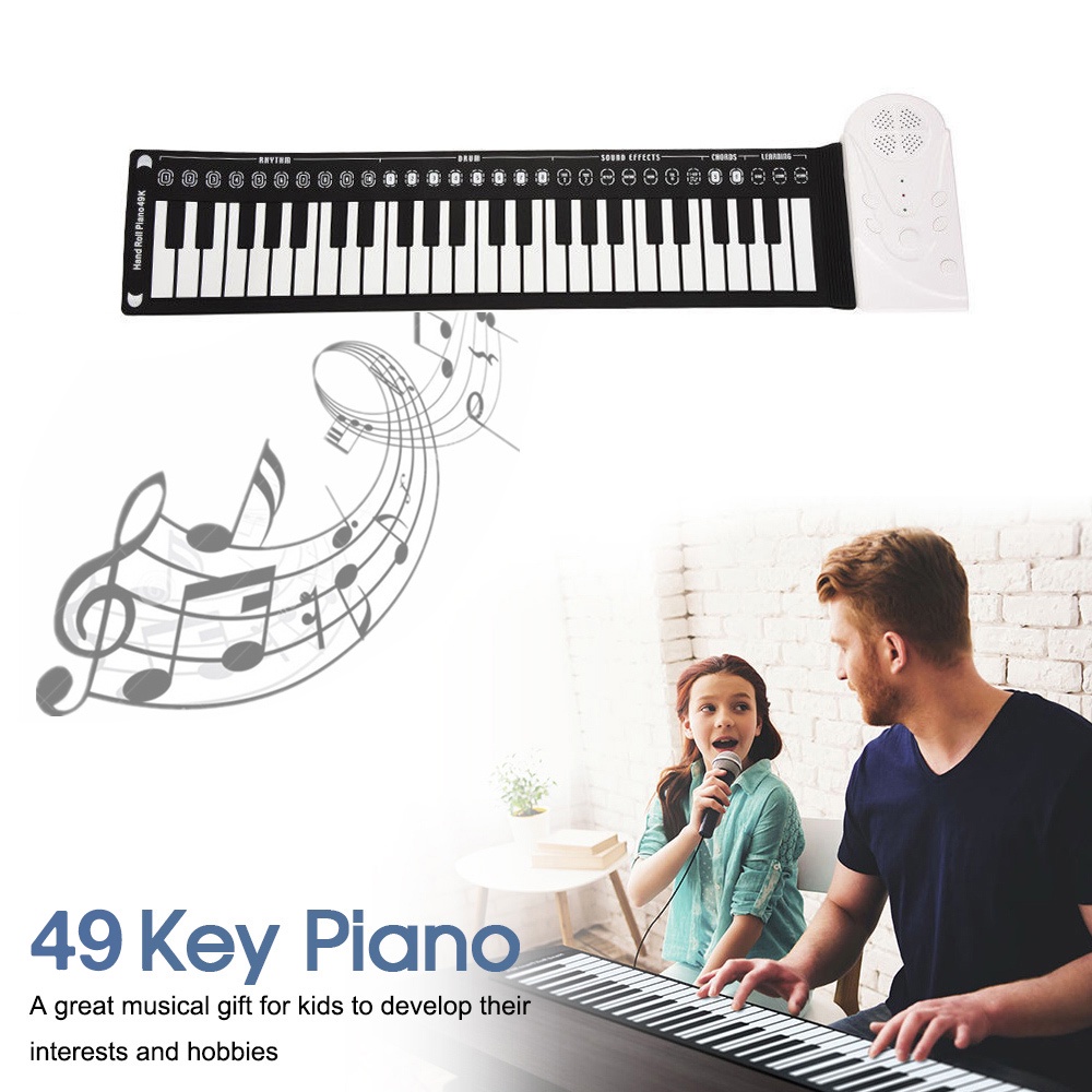 Mainan Piano / Keyboard Elektrik 49 Kunci Flexible Portable Bahan Silikon 2 Warna Untuk Anak