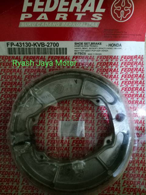 Kampas rem belakang federal parts untuk honda beat/beat esp/f1/pop/vario 110 tecnho/125/150/scoopy