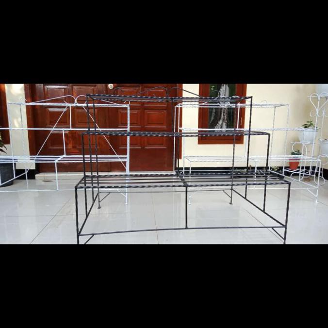 Rak Besi 3 Susun Tanaman Hitam Matchacyas