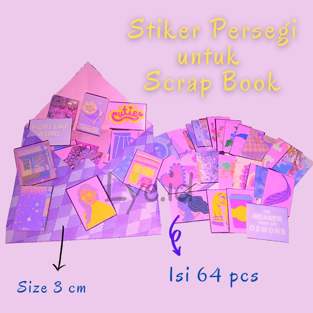 

Stiker Untuk Scrap Book Lilac Aesthetic Cream 64 pcs/ Stiker Persegi/ Stiker Glossy/ Stiker Chromo