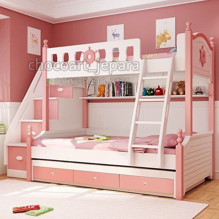 Dipan tingkat / dipan anak Tempat Tidur Anak Tingkat Kayu Murah - Ranjang Susun Dipan