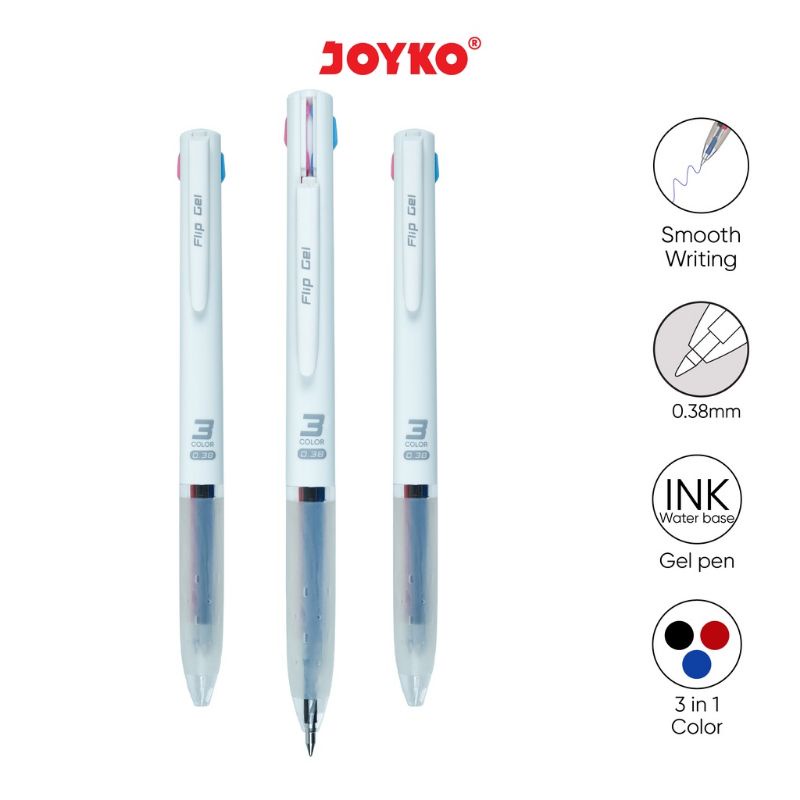 

Gel Pen Pulpen Pena Joyko GP-339 Flip Gel 3 in 1 Color Warna 0.38 mm