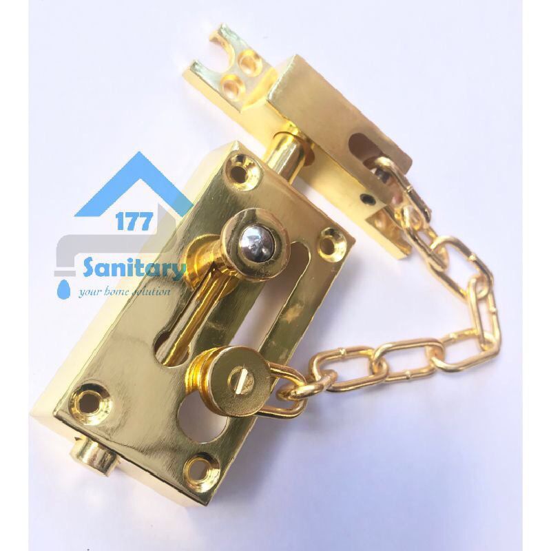Grendel rantai GOLD- Kunci pintu lock door kunci rantai apartemen - Pengunci Pintu Selop Slop Slot e
