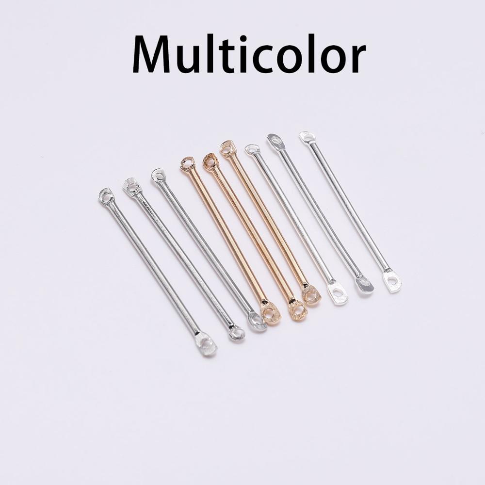 50pcs 15 20 25 35 40mm Pin Penghubung Anting Bentuk Silinder Ganda Warna Emas Perak Untuk Membuat Perhiasan