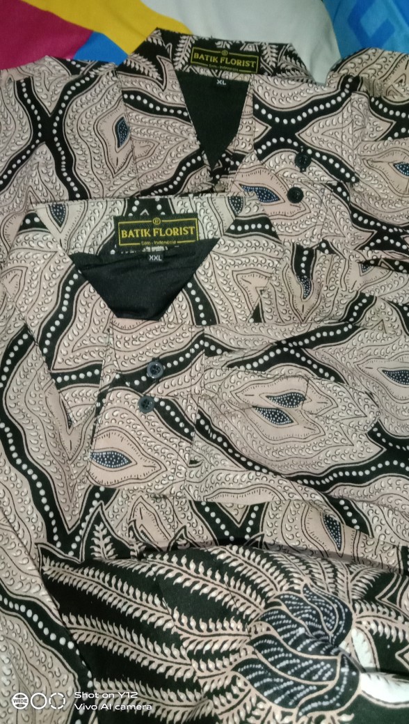 Batik Pria Pari Mocca Size M - Xxl Batik Solo Halus Asli Katun Sragenan Full Furing
