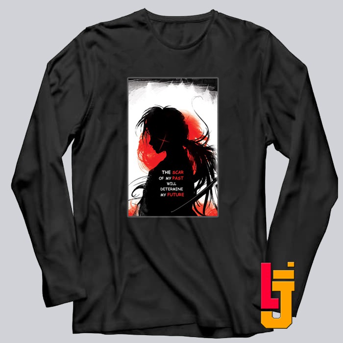 Kaos Baju Lengan Panjang Distro Anime Samurai X Rurouni kenshin Quotes Pria Wanita