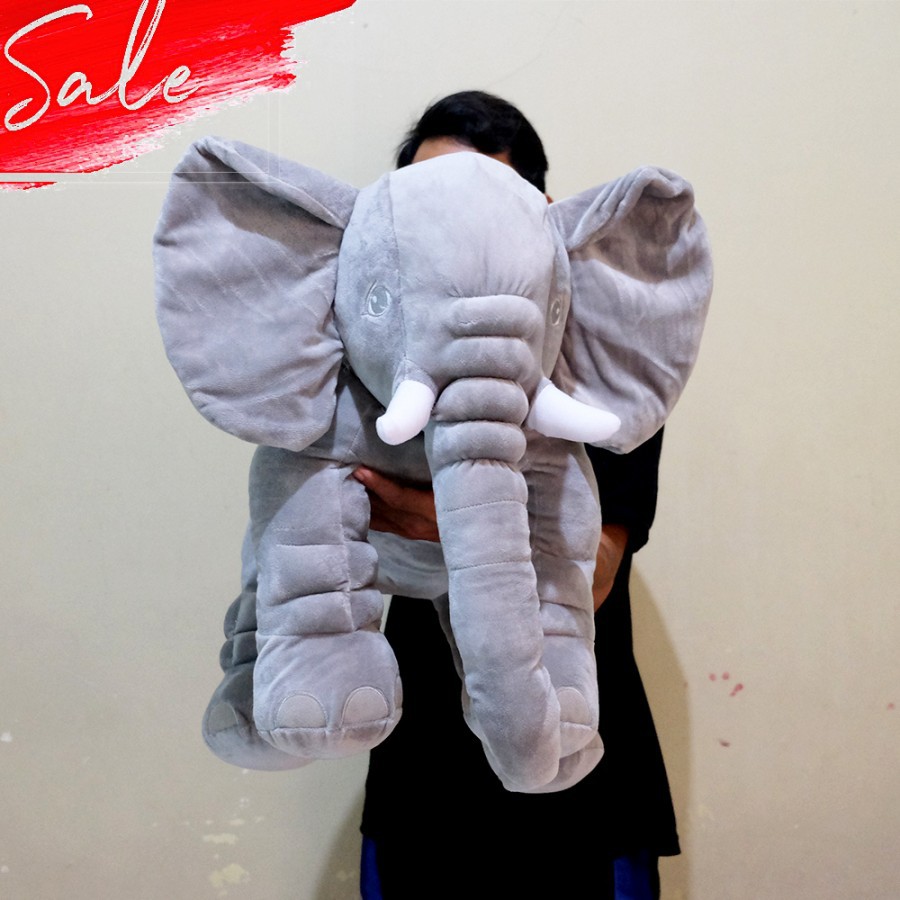 Boneka gajah elephant lembut 70cm bantal safari bantal bayi mobil kursi kantor kado ibu hamil