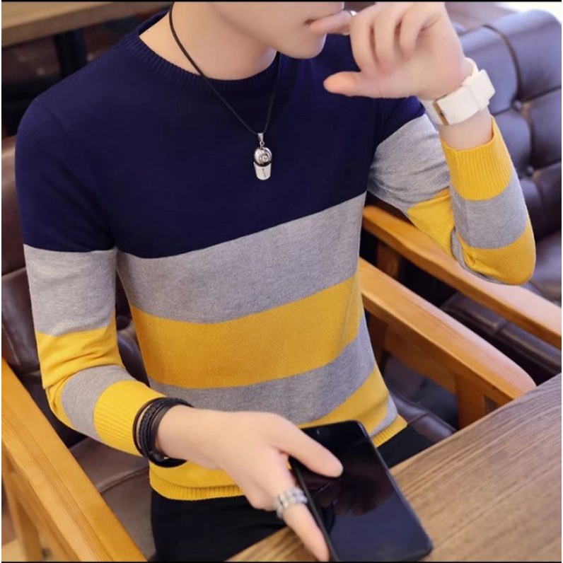 Sweater Hoodie Rajut Pria Sweater Lengan Panjang