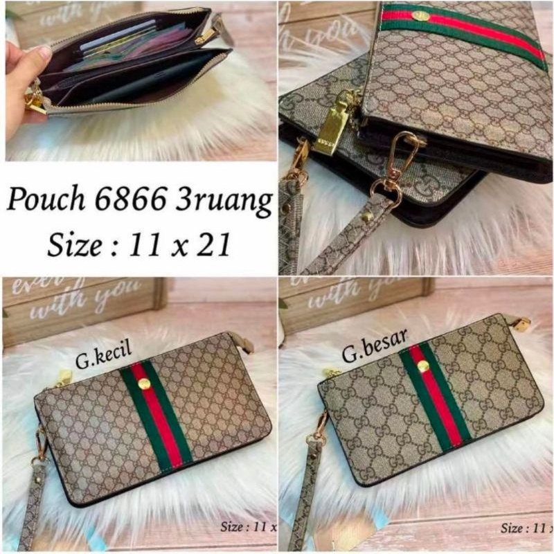 Pouch Dompet 3 Ruang 6866 Tas Tangan Impor Quality Cluct Import