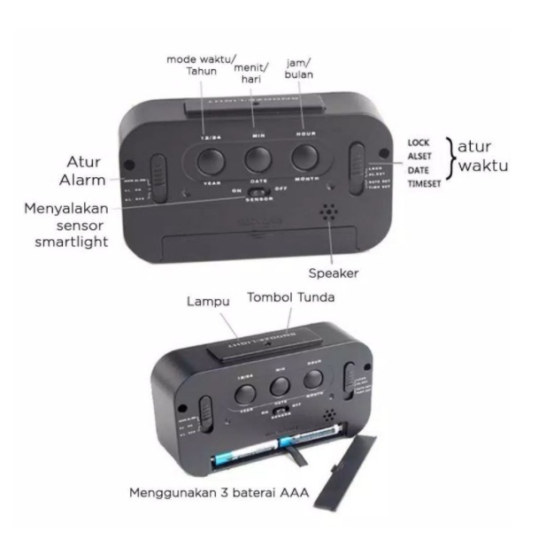 Jam Meja Digital / Jam Weker / Digital Smart Alarm Clock Sensor Cahaya