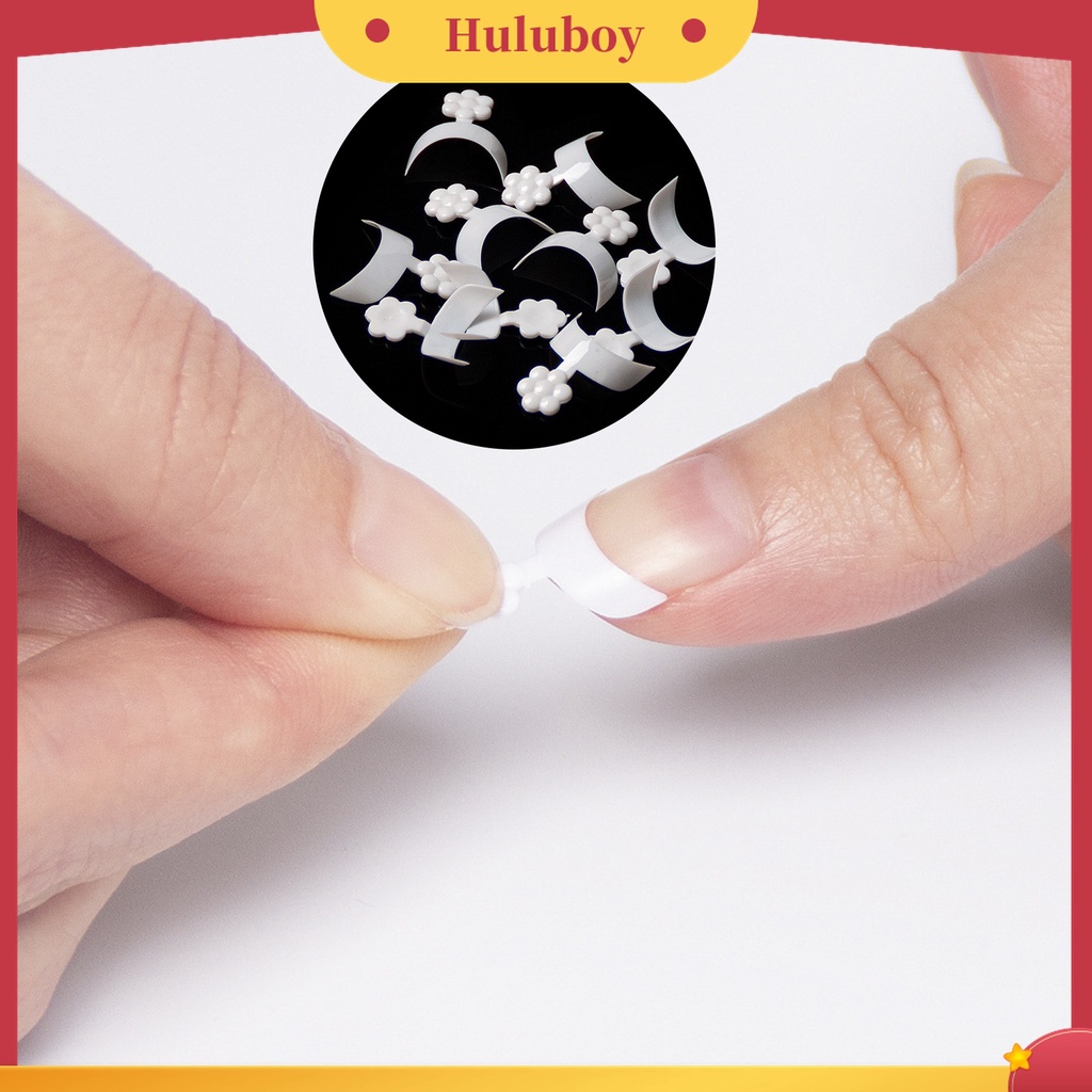 Huluboy Huluboy♡ 100pcs / Kotak Kuku Palsu Extension Bentuk Bulan Sabit Bahan ABS Warna Putih Untuk Manicure