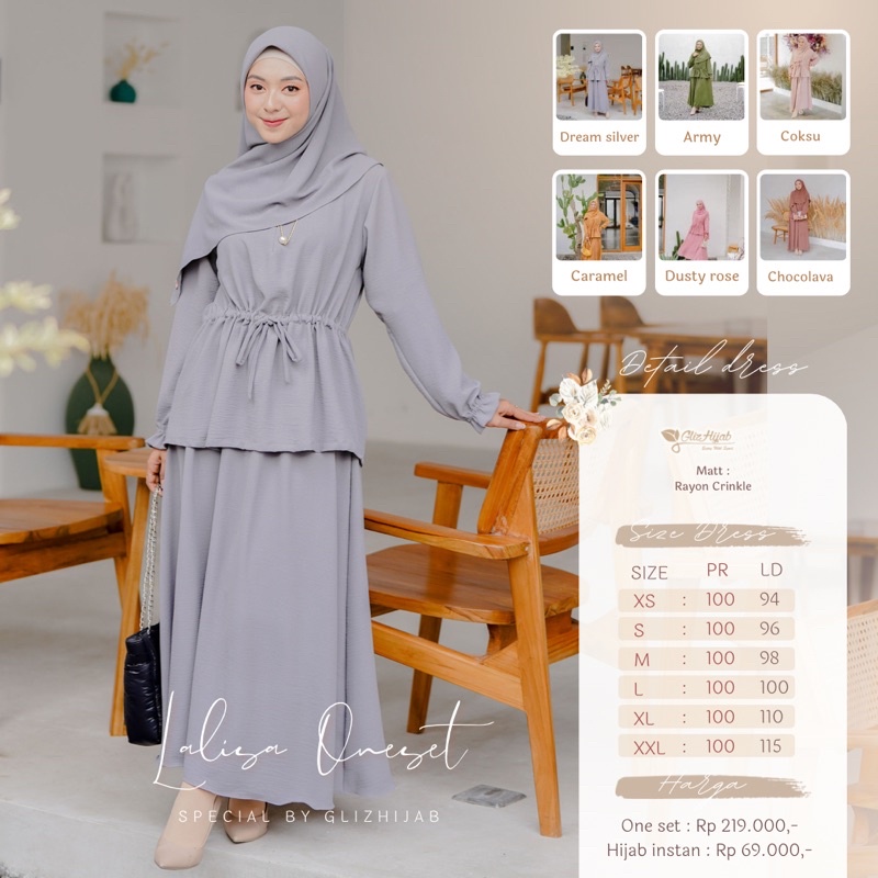 GlizHijab – Lalisa Set Tunik & Rok | Tunik Murah | Set Rok Murah | One Set Wanita