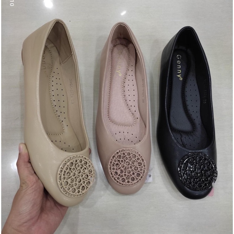 SEPATU FLATSHOES WANITA MERK GENNY SOL FULL KARET UKURAN 36-40