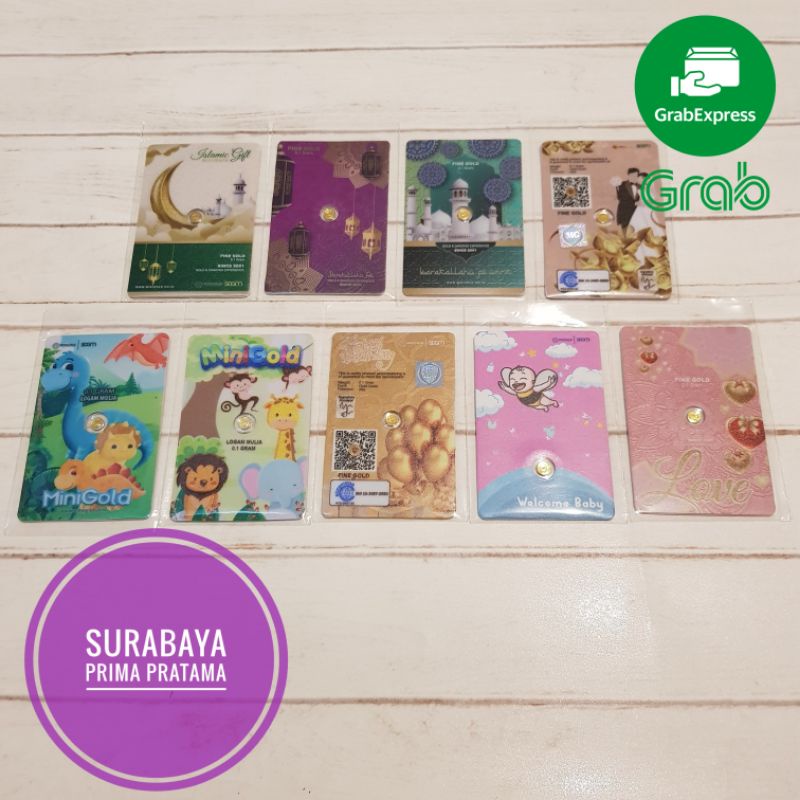 Emas Mini Gold Minigold Gift Series 0,1 / 0.1 gr gram Islamic Barakallah Happy Birthday Wedding Love