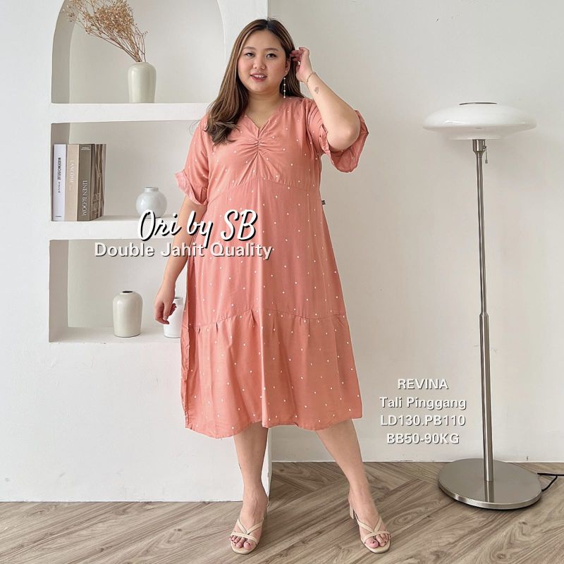 DRESS JUMBO_BAJU JUMBO REVINA BIG SIZE XXXL LD130cm Baju superjumbo BB90KG