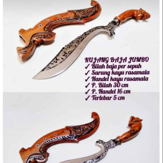 kujang Baja Ukir Batik Size Jumbo