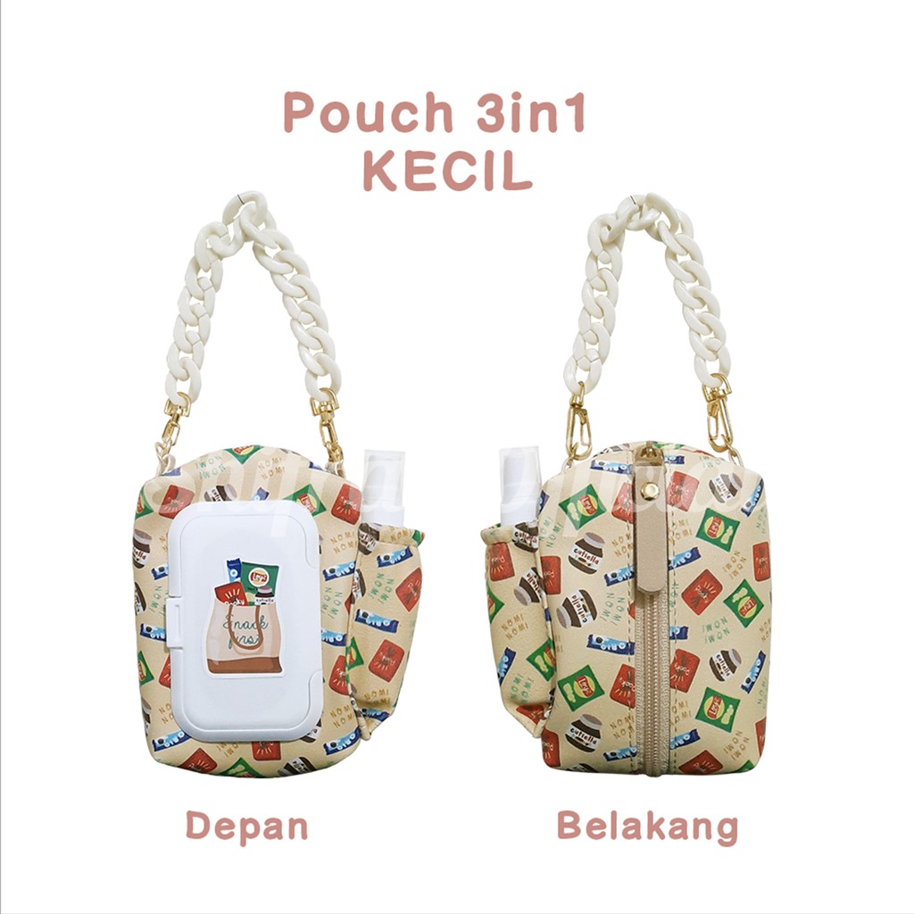 POUCH TISSUE 3 IN 1 KECIL TUTUP TISSUE KERING TISSUE BASAH SANITIZER 30 ml GAMBAR KARAKTER SHIFRA