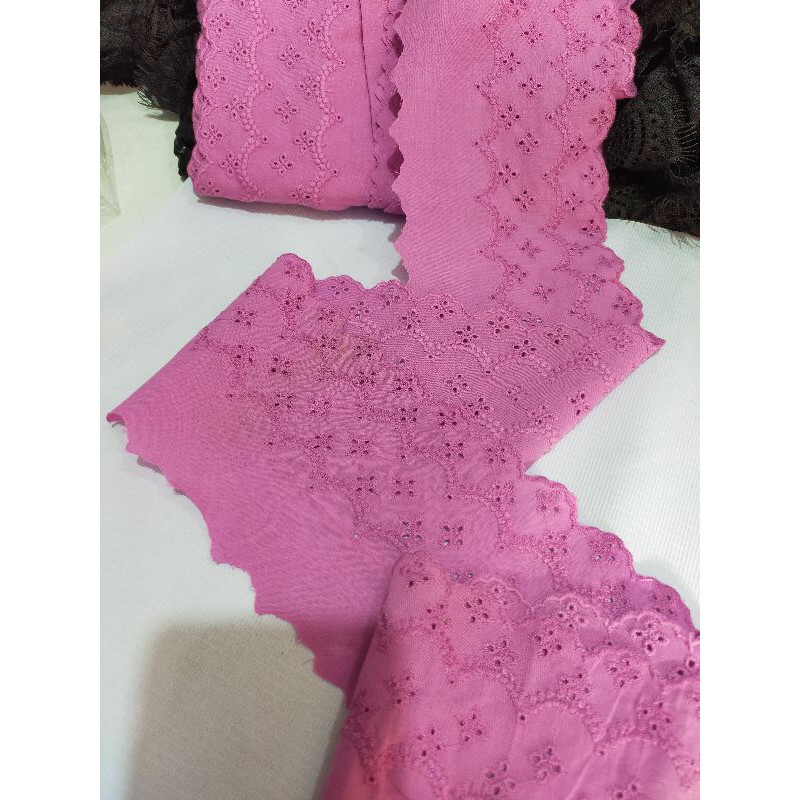 RENDA KATUN JEPANG WARNA UNGU LEBAR 10CM HARGA 7.500/METER