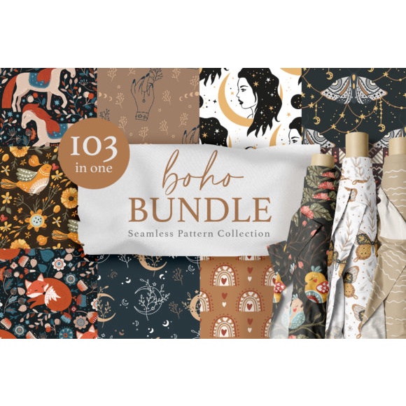 Seamless Boho Pattern Bundle - Vector Designs