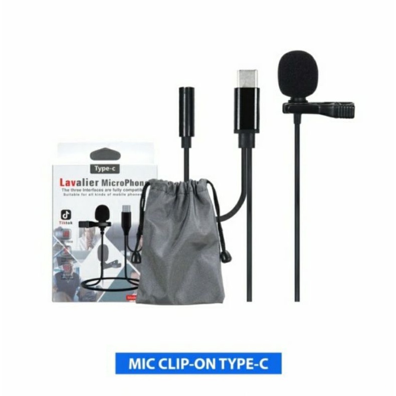 Mic Clip On Type C + colokan female 3.5mm jh 042 a