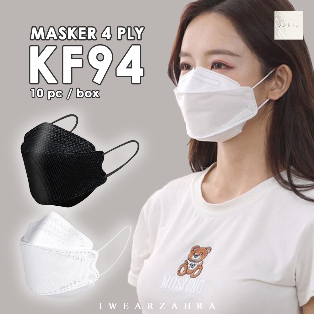 MASKER KF94 (Part 2) - 4 Ply 3D Bentuk Mangkok Lapis Face Mask Disposable Earloop Putih Hitam