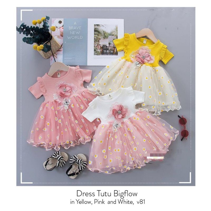 [0-4th] DRESS TUTU ANAK IMPORT PREMIUM MEWAH 0-4 TAHUN BUNGA PEONY / DRESS TUTU BUNGA MUTIARA PEONY GAUN PESTA ANAK IMPORT