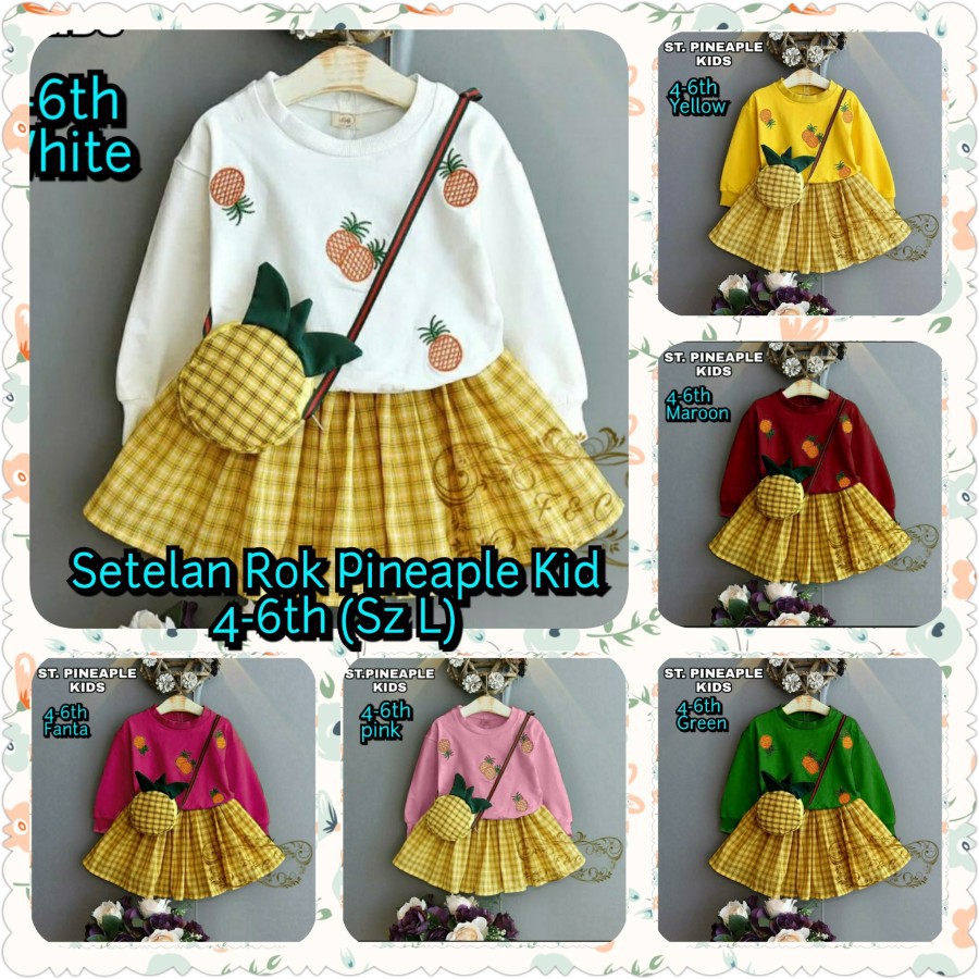 Setelan Anak Rok Pineaple Nanas Kid Tas Bag