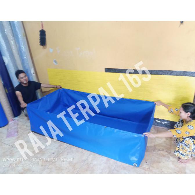 kolam terpal kotak 2x1x0,30 PVC ORCHID +lubang pembuangan air
