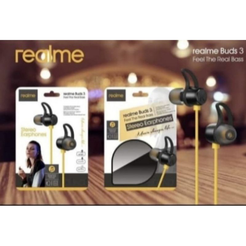 EARPHONE HANDSFREE REALME BUDS 3 /BUDS 2 PLUS /R50 HEADSET STEREO ORIGINAL EXTRA BASS