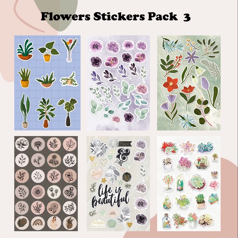 

[PART 3] Flowers Stickers, stiker bunga estetik aesthetic