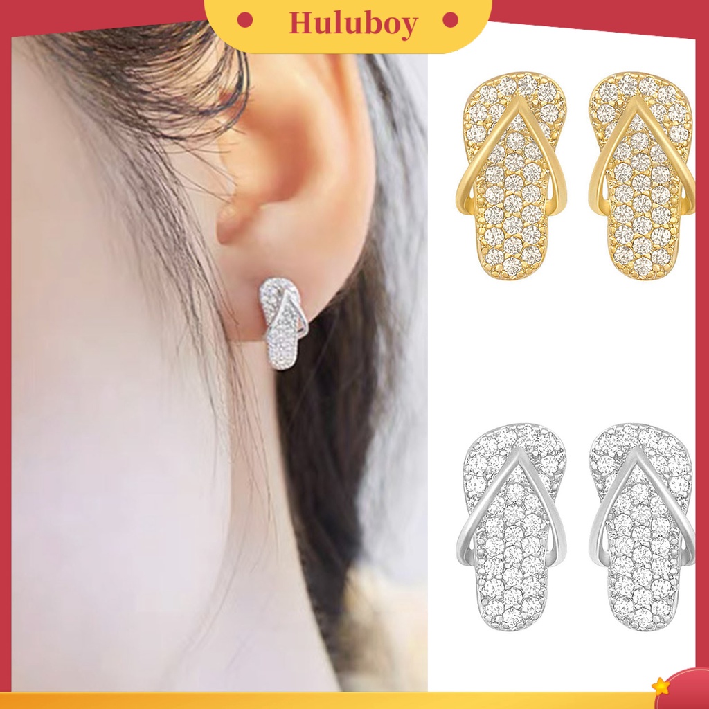 Hu Hu Hu Hu Hu Alat Bantu Pasang Kacamata♡ Anting Stud Bentuk Sandal Bahan Alloy Untuk Wanita