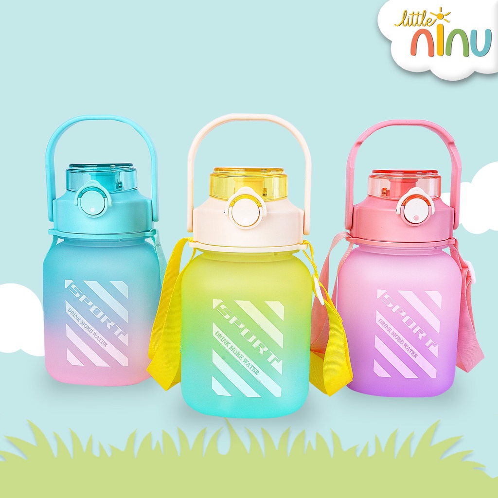 LITTLE NINU Botol Minum Anak Rainbow Sedotan Water Bottle Gradasi 1200 ml