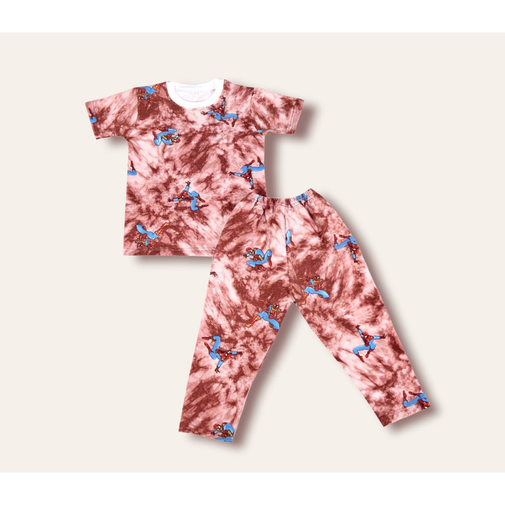 SETELAN KAOS ANAK  PRINTING SUPER HERO SPIDERMAN ANAK UMUR 1-7 TAHUN