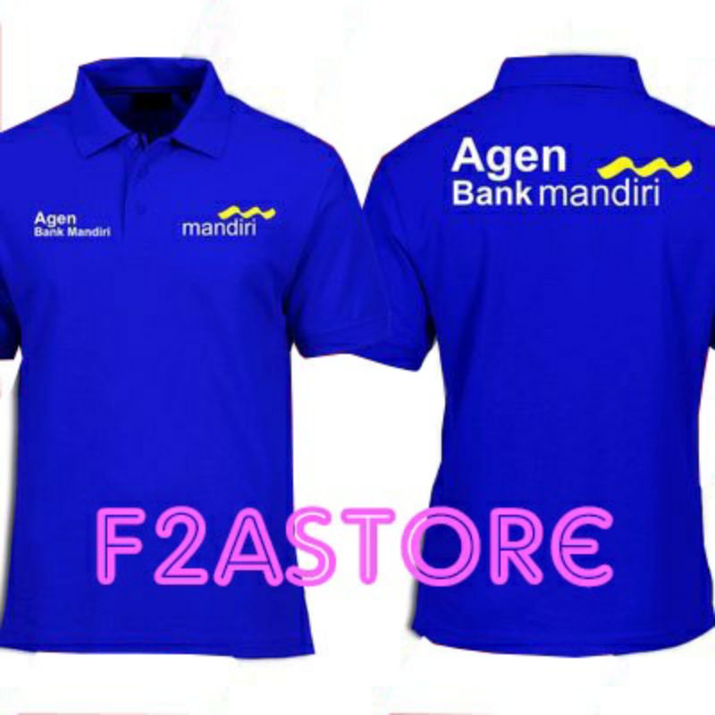 T Shirt polo berkerah sablon premium AGEN Bank mandiri/KAOS POLO  kreen AGEN Bank  Mandiri