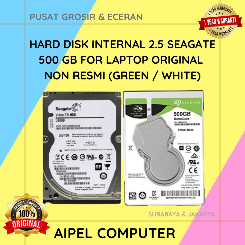 HI2S500  HARD DISK INTERNAL 2.5 SEAGATE 500 GB FOR LAPTOP ORIGINAL GREEN  WHITE